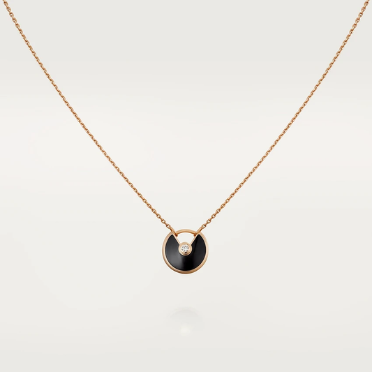 [LORA]AMULETTE ROSE GOLD ONYX NECKLACE