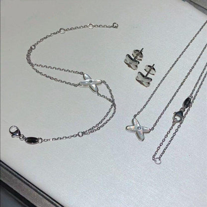 [LORA]JEUX BRACELET WHITE MOP SILVER 1 DIAMOND