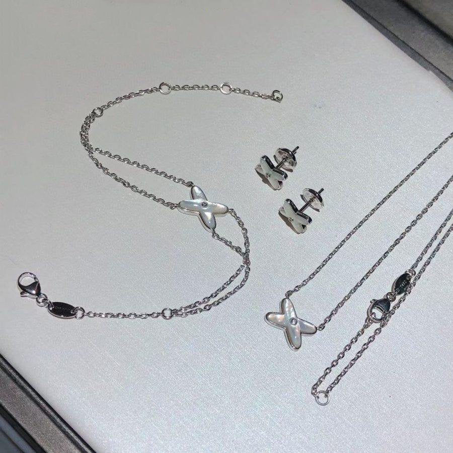 [LORA]JEUX BRACELET WHITE MOP SILVER 1 DIAMOND