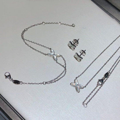 [LORA]JEUX BRACELET WHITE MOP SILVER 1 DIAMOND