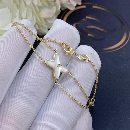 [LORA]JEUX BRACELET WHITE MOP GOLD 1 DIAMOND