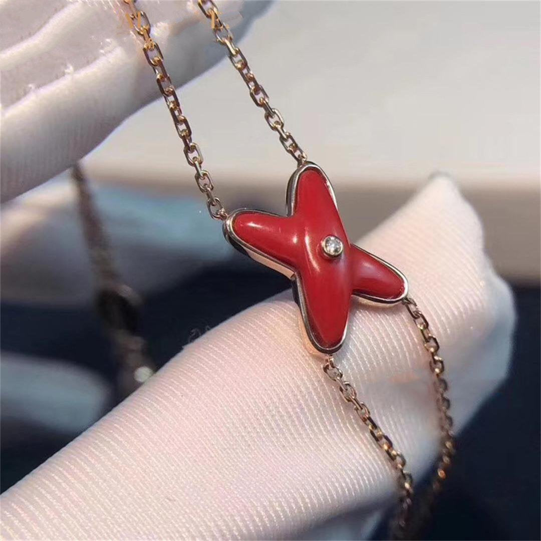 [LORA]JEUX BRACELET CARNELIAN PINK GOLD 1 DIAMOND