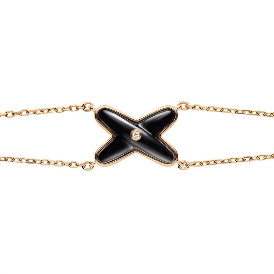 [LORA]JEUX BRACELET ONYX PINK GOLD 1 DIAMOND