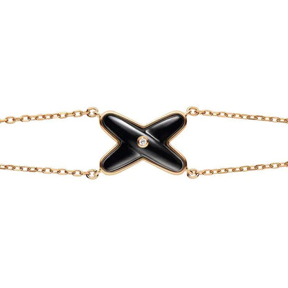 [LORA]JEUX BRACELET ONYX PINK GOLD 1 DIAMOND
