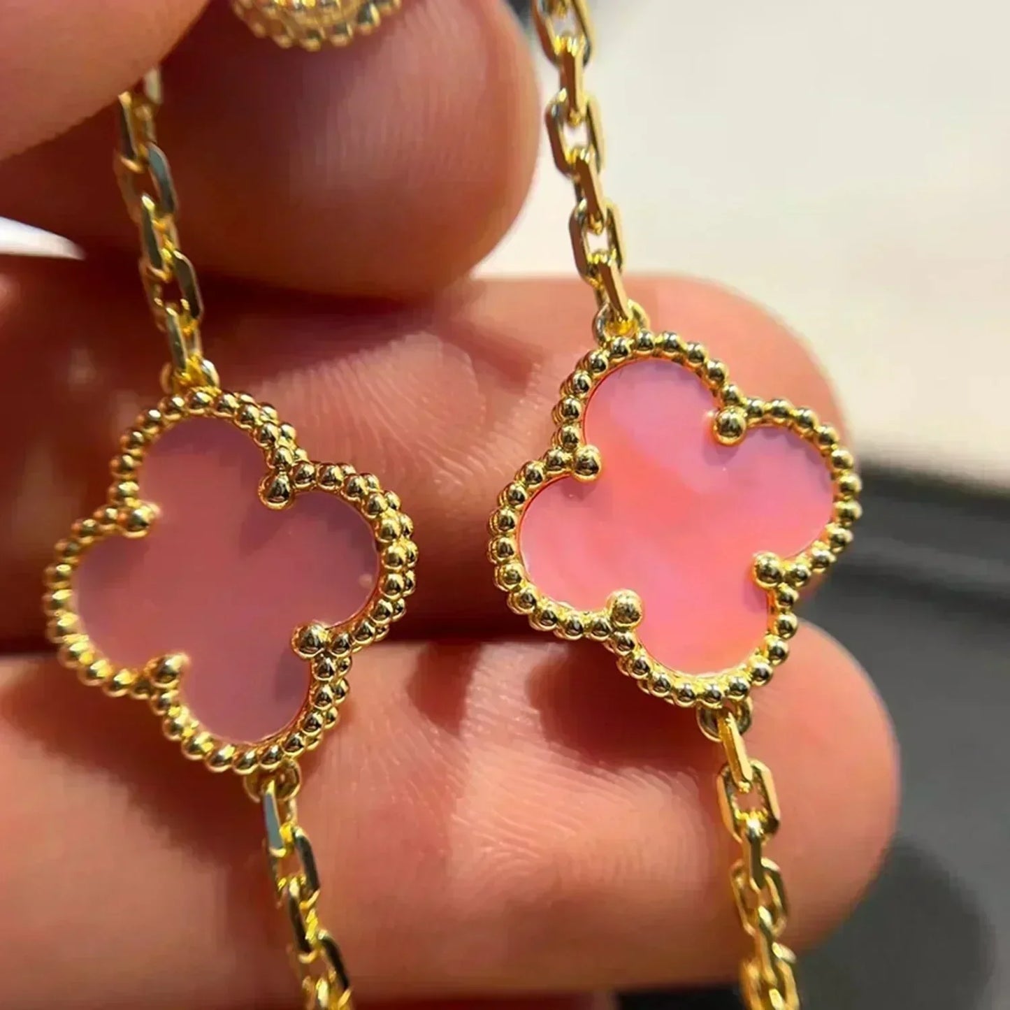 [LORA]CLOVER 5 PINK MOP BRACELET