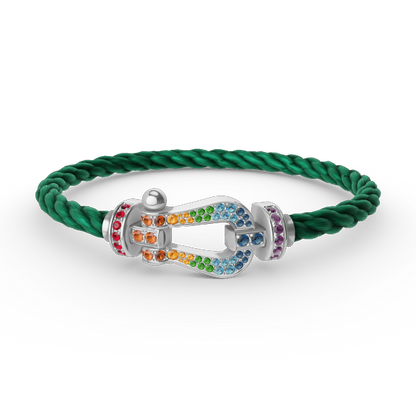 [LORA]FORC LARGE HORSESHOE  COLORED DIAMOND BRACELET SILVER