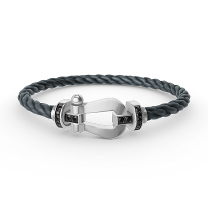 [LORA]FORCE LARGE HORSESHOE BLACK DIAMOND BRACELET SILVER