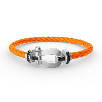 [LORA]FORCE LARGE HORSESHOE BLACK DIAMOND BRACELET SILVER