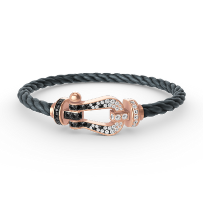 [LORA]FORCE LARGE HORSESHOE BLACK WHITE DIAMOND BRACELET ROSE GOLD