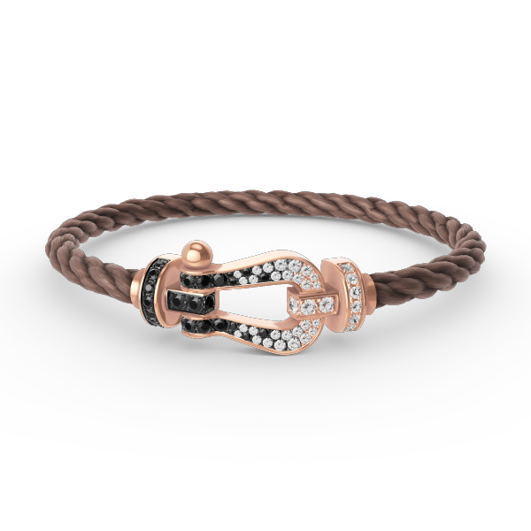 [LORA]FORCE LARGE HORSESHOE BLACK WHITE DIAMOND BRACELET ROSE GOLD
