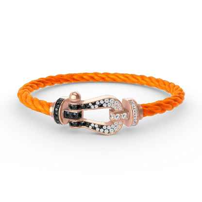 [LORA]FORCE LARGE HORSESHOE BLACK WHITE DIAMOND BRACELET ROSE GOLD