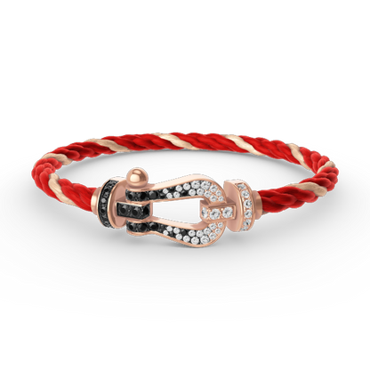 [LORA]FORCE LARGE HORSESHOE BLACK WHITE DIAMOND BRACELET ROSE GOLD