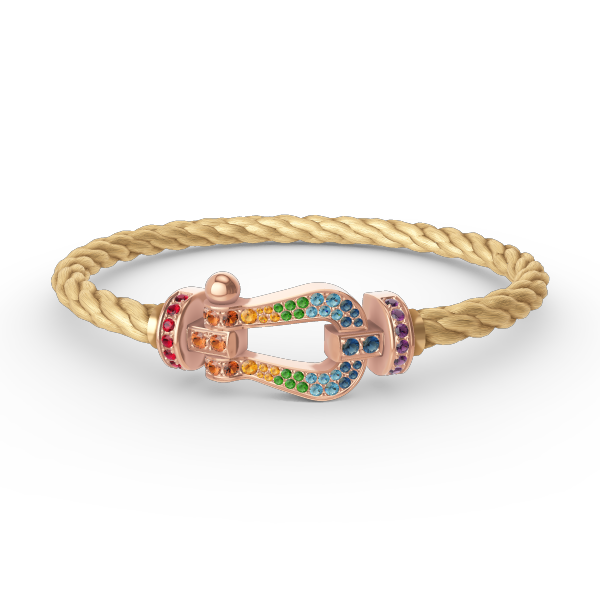 [LORA]FORCE LARGE HORSESHOE  COLORED DIAMOND BRACELET ROSE GOLD