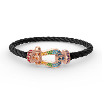 [LORA]FORCE LARGE HORSESHOE  COLORED DIAMOND BRACELET ROSE GOLD