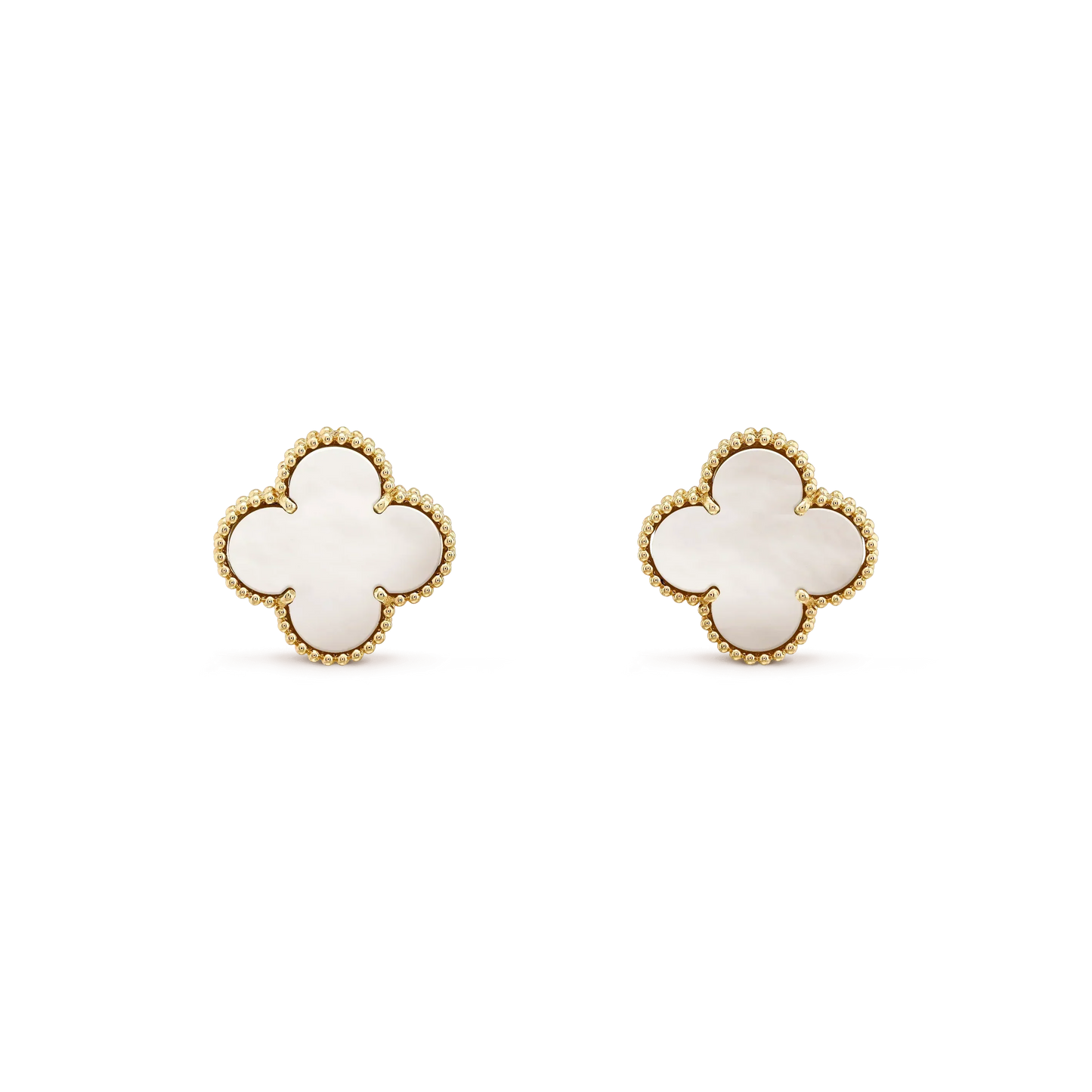 [LORA]CLOVER MEDIUM 1 MOTIFS  WHITE MOP STUD EARRINGS