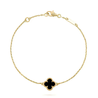 [LORA]CLOVER ONYX SINGLE FLOWER BRACELET