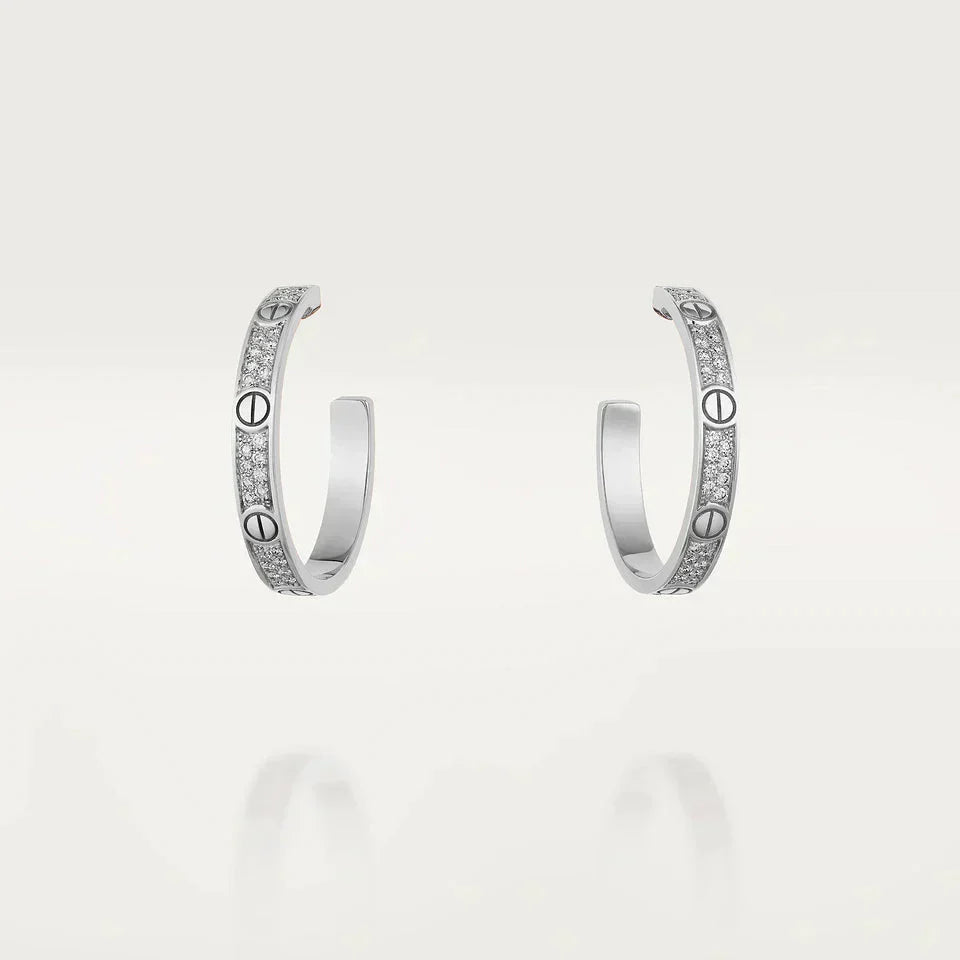 [LORA]LOVE DIAMOND SILVER HOOP EARRINGS