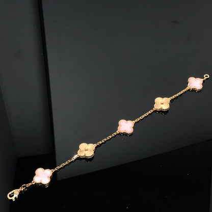[LORA]CLOVER BRACELET 5 MOTIF PINK AND PINK GOLD