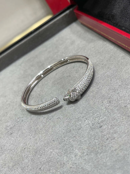 [LORA]PANTHERE FULL DIAMOND OPEN BRACELET