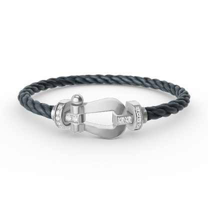 [LORA]FORCE LARGE HORSESHOE HALF DIAMOND BRACELET SILVER